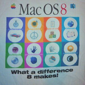 Mac OS 8 shirt launch promo 1997 Apple Computers vintage advertisement Tultex